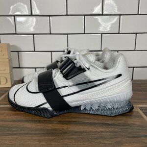 Nike Romaleos 4 Mens Size 5 Weightlifting Shoes White Black Training Sneakers
